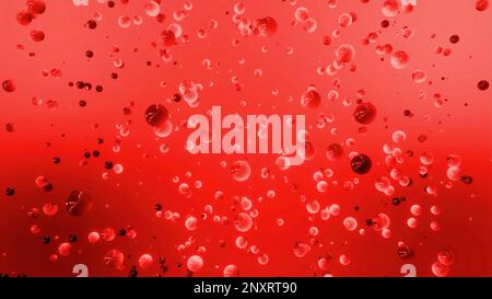 Turquoise and red background. Design.Flying round objects in 3d format that spread like bubbles all over the background. High quality 4k footage Stock Photo