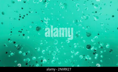 Turquoise and red background. Design.Flying round objects in 3d format that spread like bubbles all over the background. High quality 4k footage Stock Photo