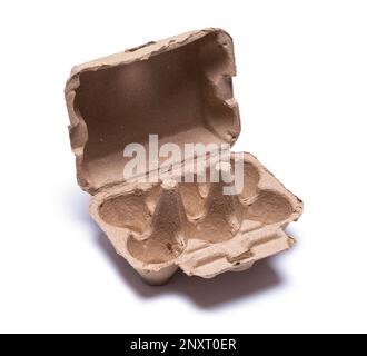 EMpty Egg Carton Cut Out on White. Stock Photo