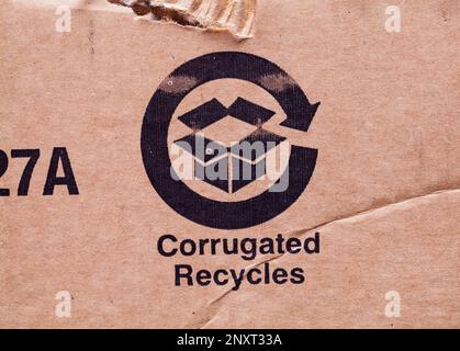 Brown Corrugated Cardboard Recycles Symbol Backgound. Stock Photo