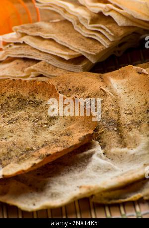 Malawah or Malawach traditional yemeni bread arab and mediterranean food, Stock Photo