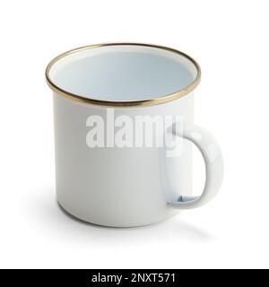 Metal Tin Cup Cut Out on White. Stock Photo