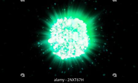 Black background in space. Motion. A shiny purple and green magic ball made in 3D format. High quality 4k footage Stock Photo