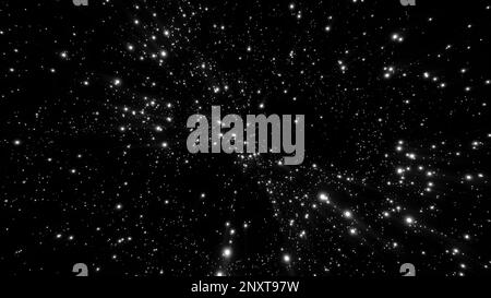 Dark sky with shooting stars. Motion.Orange and white stars that fly in different directions in abstraction. High quality 4k footage Stock Photo