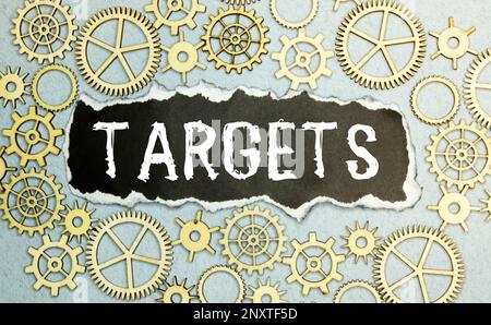 Word TARGET on wooden cubes on white background. Stock Photo