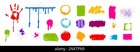 Colorful blots and splash of different shapes on white background realistic set isolated vector illustration Stock Vector