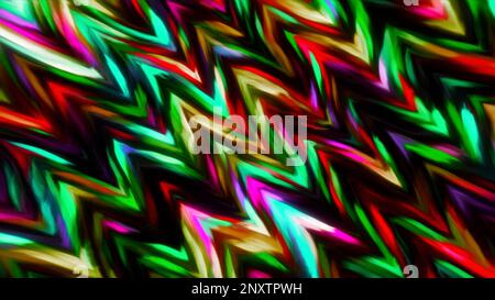 Bright twisting triangular figures . Motion. Black background with illuminated geometric shapes that shimmer in abstraction. High quality 4k footage Stock Photo