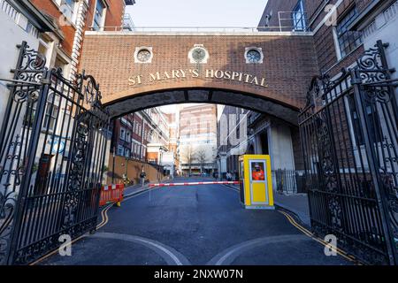 A general view (GV) of St Mary’s Hospital in Paddington, London.  Picture shot on 6th February 2023.  © Belinda Jiao   jiao.bilin@gmail.com 0759893125 Stock Photo