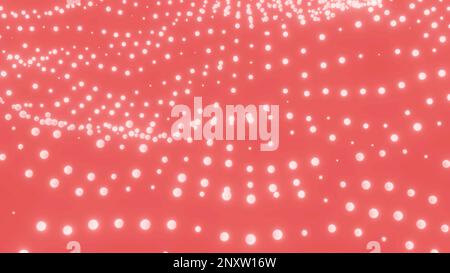 Pink background with waving white tiny dots. Design. Up and down motion of small white dots Stock Photo