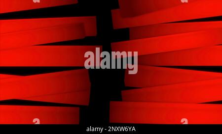 Red stripes on a black background. Motion. Horizontal abstract planks lying one on another Stock Photo