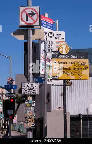 Traffic signs. Los Angeles, California, United States of America Stock Photo