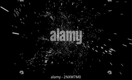 Flying through time and space. Design. Endless cosmic background with white stars and black universe Stock Photo
