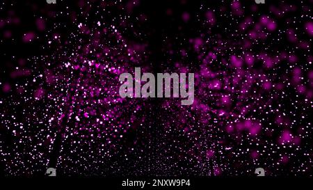 Pink cosmic background with flying particles. Design. Tiny small space dust flying in the universe Stock Photo