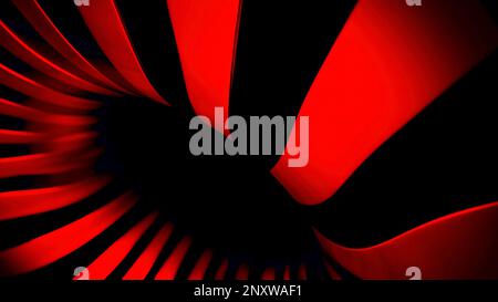 Waving bright tapes creating effect of a hole or a flower bud with petals. Design. 3D abstraction with waving wide lines Stock Photo