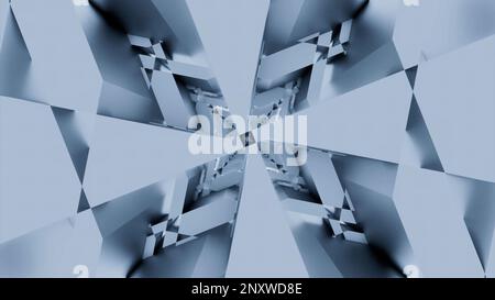 Abstract kaleidoscopic pattern with fractal spinning shapes. Design. Rotating rhombuses and squares symmetrical pattern Stock Photo