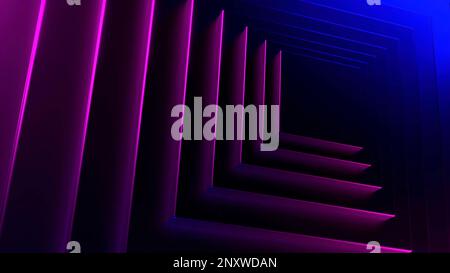 Abstract futuristic technological background with contrasting lights moving in a circle. Design. Endless geometric corridor Stock Photo