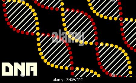 Abstract dna spirals in cartoon animation style. Design. Concept of medicine and science Stock Photo