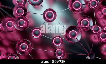 Concept of global communication and network. Design. Spinning field of connected dots Stock Photo