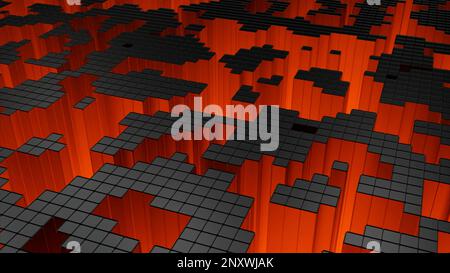 3D puzzle blocks background. Design. Surface with transforming blocks, representation of retro game Stock Photo