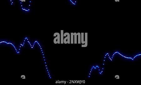 Abstract blue waves on a black background, Design. Fluctuating moving lines of tiny particles Stock Photo