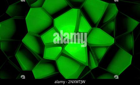Beautiful abstract animation with triangular 3d elements. Design. Colorful rotating transforming shape Stock Photo
