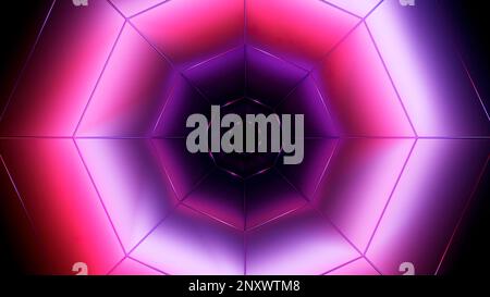 Abstract technological background with hexagonal tunnel and neon. Design. Creative cyberspace texture for futuristic concept Stock Photo