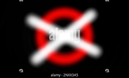 White crossed stripes in front of a red circles on a black background. Motion. Blurred protest sign Stock Photo
