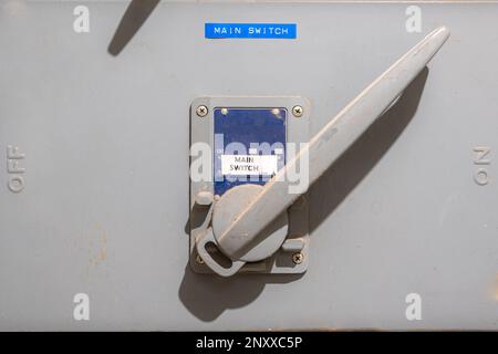 Electrical distribution box with main circuit breaker Stock Photo