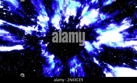 Abstract outer space background with spreading space energy of a glowing star. Motion. Endless cosmic pattern Stock Photo