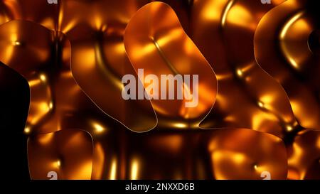 Abstract fluid texture with metallic glow and light flares. Design. Bending colorful shapes Stock Photo