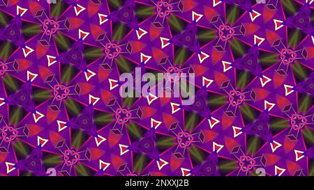Abstract background with animation of mosaic pattern of different fractal figures. Motion. Kaleidoscopic transforming pattern Stock Photo