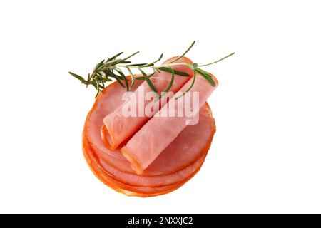 Pork ham slices of isolated on a white background, features Stock Photo