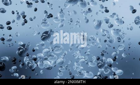 Alien blood stream with randomly flowing cells. Motion. Small particles in colorful blood, view under microscope Stock Photo
