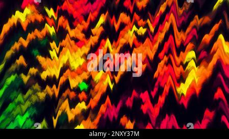 Background with colorful wavy lines flashing in motion. Motion. Moving waves of colorful ribbed lines on black background. Flashing colorful vibration Stock Photo