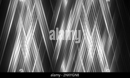 Moving light lines in mirror style. Motion. Geometric pattern of light rays on black background. Triangular light beams in mirror style. Stock Photo
