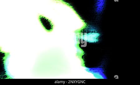 Moving bright spots of plasma on black background. Motion Bright luminous streams of energy in form of spots on black background. Moving spots with pl Stock Photo
