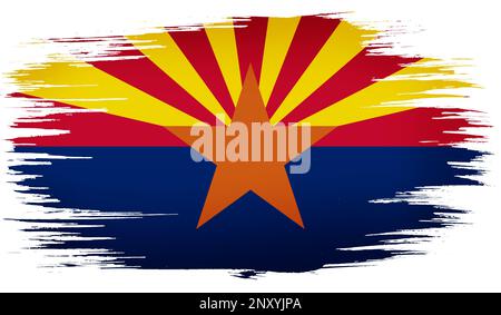 colorful hand-drawn brush strokes painted flag of Arizona state, USA. template for banner, card, advertising , TV commercial, ads, web design and maga Stock Photo