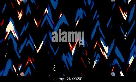 Colorful moving pattern with zigzags. Motion. Moving triangular zigzags with flickering in stream. Colorful shimmering waves with triangular patterns Stock Photo