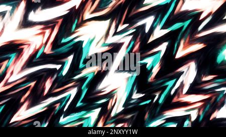 Colorful moving pattern with zigzags. Motion. Moving triangular zigzags with flickering in stream. Colorful shimmering waves with triangular patterns Stock Photo