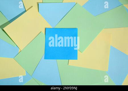 Many colorful stickers as background, top view Stock Photo