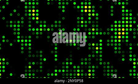 Background with moving flickering dots in computer program. Motion. Computer background with stream of pixel dots. Moving animation with dots on black Stock Photo