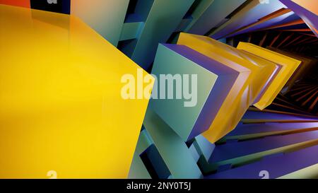 Bright multi-colored sliding squares. Design. Light geometric animation that moves in different directions. High quality 4k footage Stock Photo