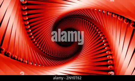 Red tunnel. Design. A light tunnel with animation made of a mesh like iron and moving from the inside. High quality 4k footage Stock Photo