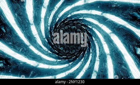 Blue and pink tunnel. Design.A bright animation in which a bright empty corridor with illuminated walls is scattered by waves. High quality 4k footage Stock Photo