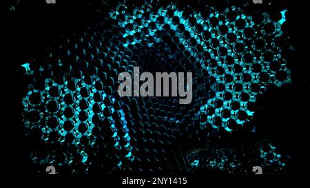 Orange and blue moving background. Design. A black background on which there is an orange and turquoise large mosaic that glitters and rages in differ Stock Photo