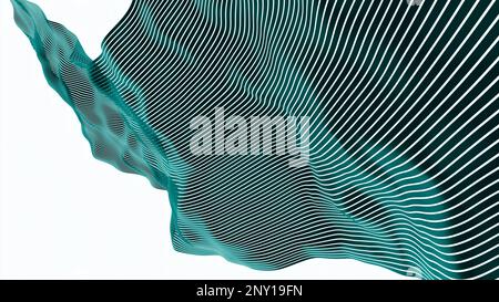 White background. Design. Animated blue canvas that flutters as if in the wind. High quality 4k footage Stock Photo