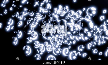 Black background. Design.Bright gold and purple bubbles splash in different directions under great pressure in the animation. High quality 4k footage Stock Photo