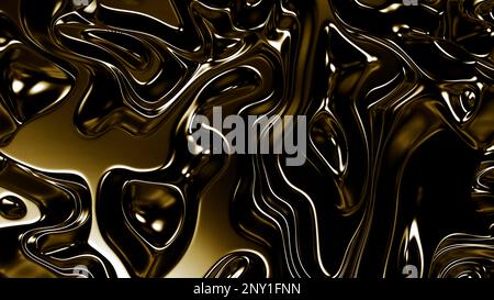 Grey and gold background. Design. Black blots made in computer graphics spreading in different directions. High quality 4k footage Stock Photo