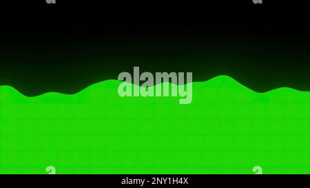 Animated background with wavy liquid line. Design. Simple background with wavy line of moving fluid. Bright neon liquid moving on black background. Stock Photo