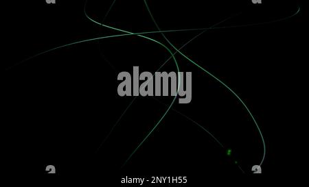 Black background with green and red lines. Design. Small illuminated animation circles move along thin stripes in the animation. High quality 4k foota Stock Photo